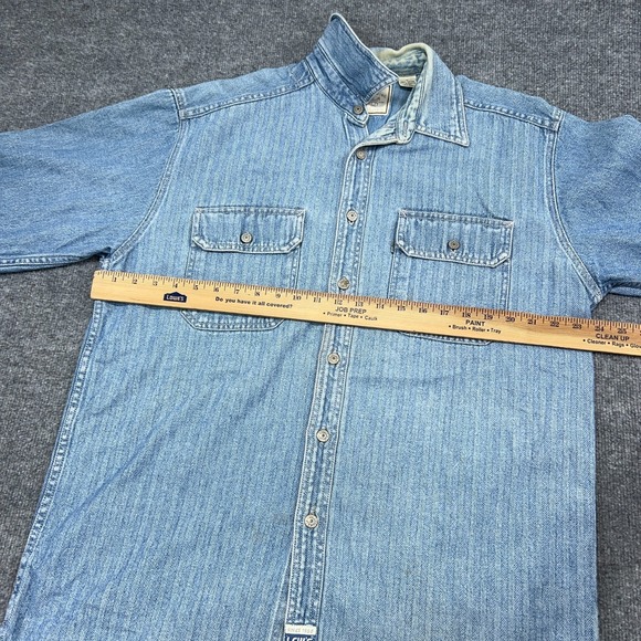 Vintage Levis Denim Shacket Men L Silvertab Herringbone Shirt Jacket Flap Pocket - Picture 6 of 8